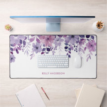 Monograma Elegante Floral Roxo Aquarela