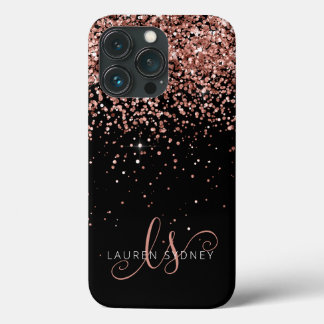 Monograma Elegante Glitter Dourado Glam Rosa