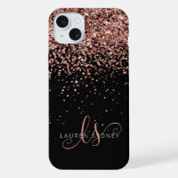 Monograma Elegante Glitter Dourado Glam Rosa
