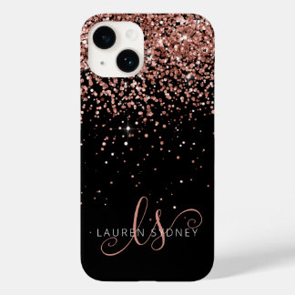 Monograma Elegante Glitter Dourado Glam Rosa