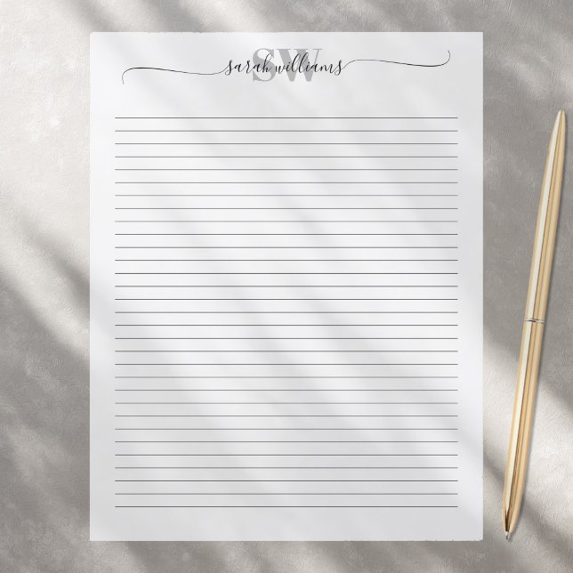 Monograma Elegante Nome do Script Chic Papel de Ca (Criador carregado)