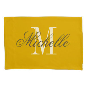 Monograma elegante personalizado amarelo mostarda