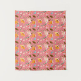 Monograma Elegante Tapeçaria Rosa Aquarela