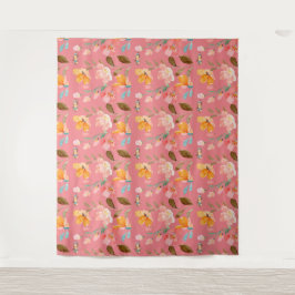 Monograma Elegante Tapeçaria Rosa Aquarela