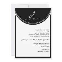 Monograma em Convite para Casamento Preto e Branco