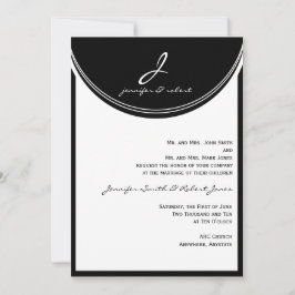 Monograma em Convite para Casamento Preto e Branco
