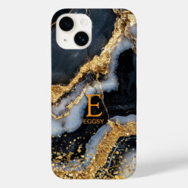 Monograma em glitter dourado mármore preto