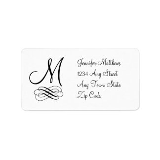 Monograma Endereço Etiquetas preto e branco