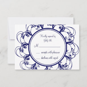 Monograma extravagante azul escuro RSVP