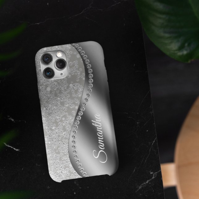 Monograma Faux Diamante Prata Brilho (Criador carregado)
