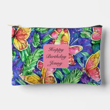 Monograma Feliz aniversário Borboletas Rosa