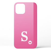 Monograma Feminino Coração Rosa Simples Moderno Ch