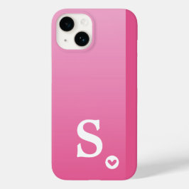 Monograma Feminino Coração Rosa Simples Moderno Ch