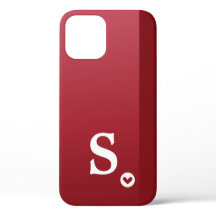 Monograma Feminino Coração Vermelho Simples Modern