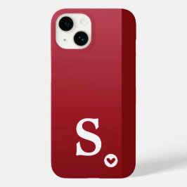 Monograma Feminino Coração Vermelho Simples Modern