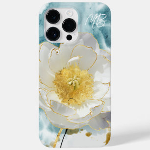 Monograma Flor de Água Elegante Simples Branco
