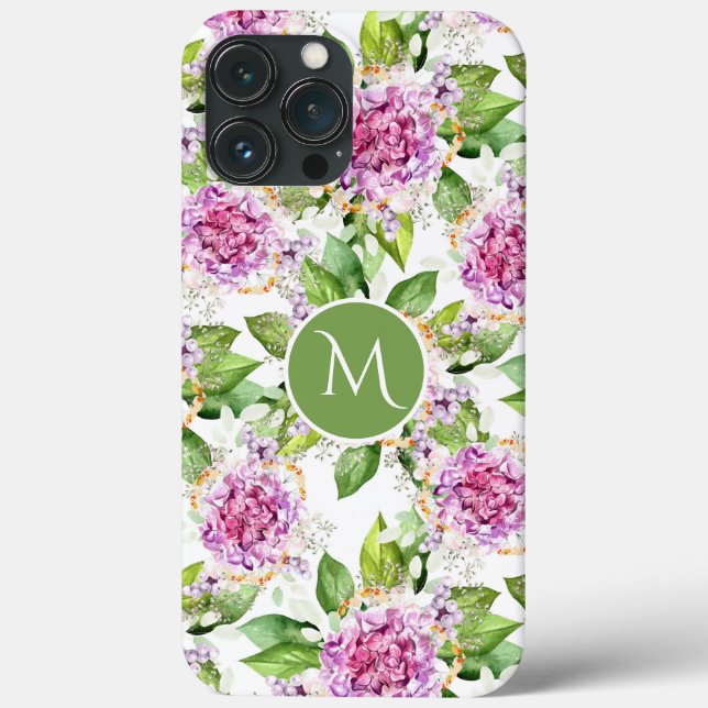 Monograma Floral Aquarela Roxo Verde Bonito (Verso)