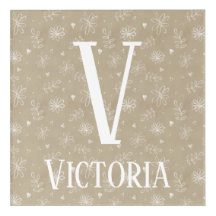 Monograma Floral Bege e Branco Estilo Farmhouse