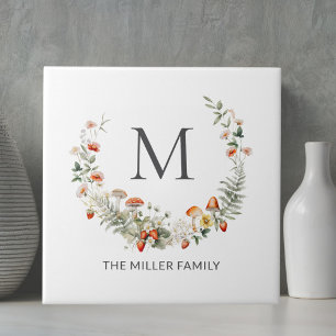 Monograma Floral Botânico Caprichoso em Aquarela