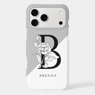 Monograma Floral Branco E Preto