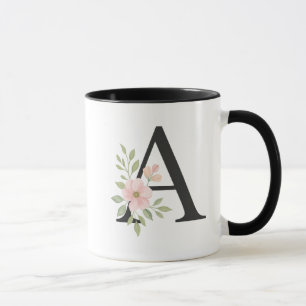 Monograma Floral Caneca A – Letra Elegante A com S