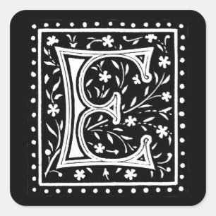 Monograma floral de "E" do vintage - etiqueta