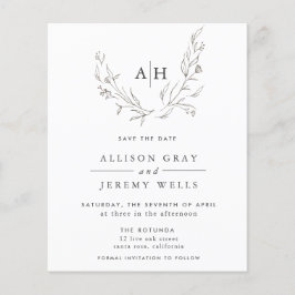 Monograma Floral de Orçamento Salvar o DAte