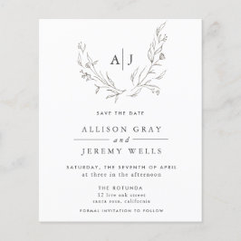 Monograma Floral de Orçamento Salvar o DAte