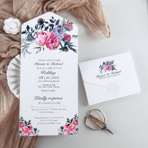 Monograma Floral de Peônia Rosa Brilhante Casament