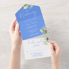 Monograma Floral de Verde Azul Centáurea Casamento