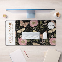 Monograma Floral Negro Botânico de Flor Moderno