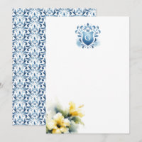 Monograma Floral Obrigado Cartões Maiestoso