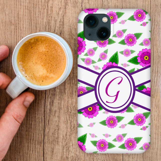 Monograma floral personalizado púrpura (Criador carregado)
