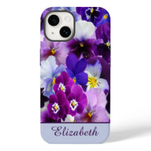 Monograma Floral Púrpura Azul Branco