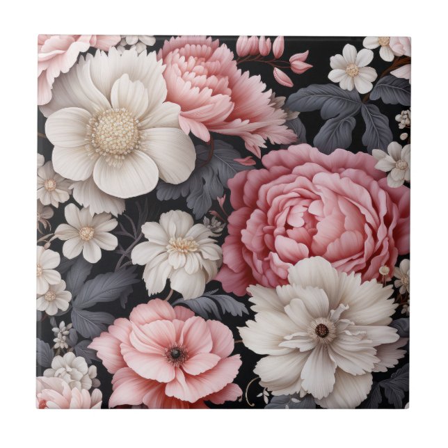 Monograma Floral Rosa Botânico Moderno (Frente)