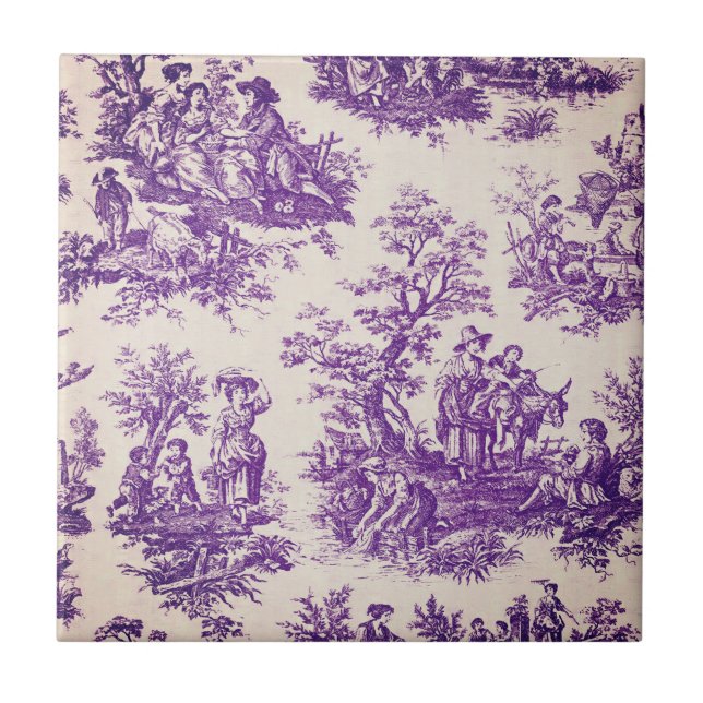 Monograma floral roxo de jouy (Frente)