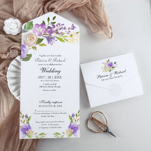 Monograma Floral Roxo Elegante Casamento