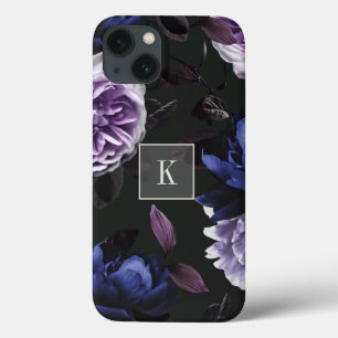 Monograma Floral Violeta Escuro Elegante