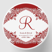 Monograma Fractal de Batik Vermelho e Branco Elega
