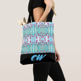 Monograma Funky Floral Boho Tote Bag