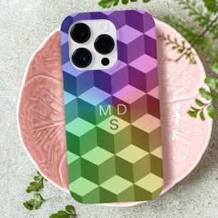 Monograma Geométrico do Cubo Isométrico Arco-Ír