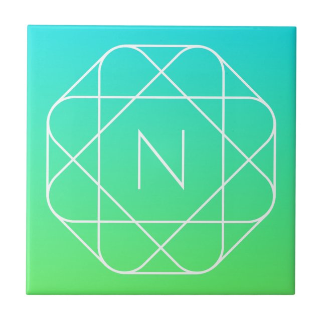 Monograma Geométrico legal | Azul e Verde limão (Frente)