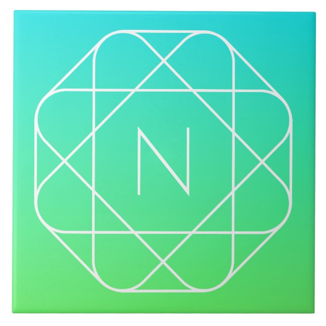 Monograma Geométrico legal | Azul e Verde limão (Frente)