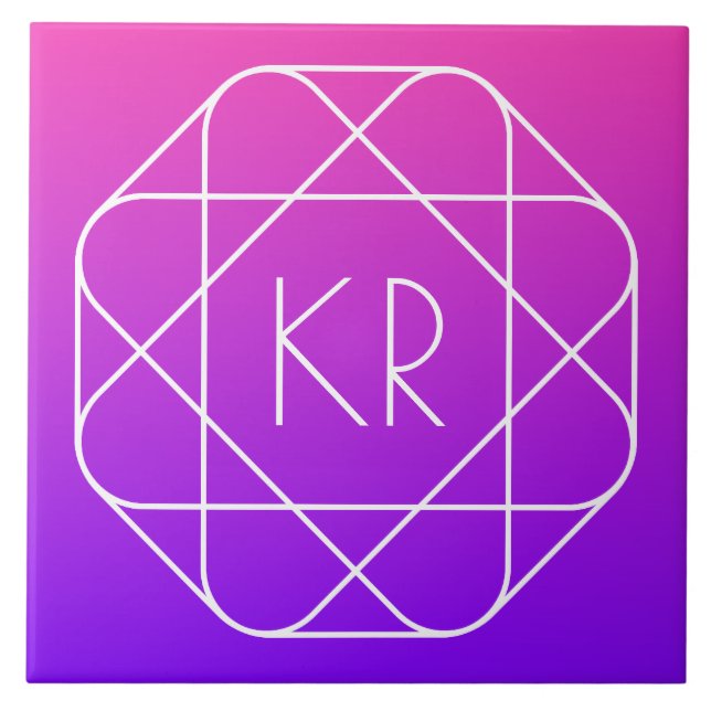 Monograma Geométrico legal | Violeta púrpura magen (Frente)