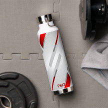 Monograma Geométrico Vermelho Cinza Moderno
