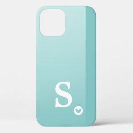 Monograma Girly Mint Green Heart Simple Modern Chi