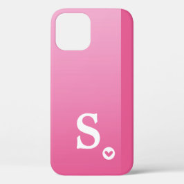 Monograma Girly Pink Heart Simple Modern Chic