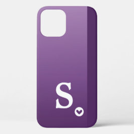 Monograma Girly Purple Heart Simple Modern Chic Ca