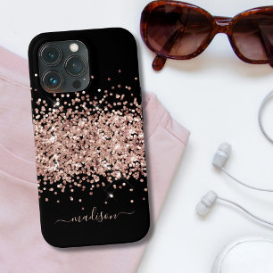 Monograma Glitter Rosa Dourado Modern Sparkle Chic