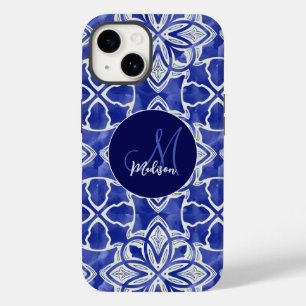 Monograma inicial de cinzas azul-na moda